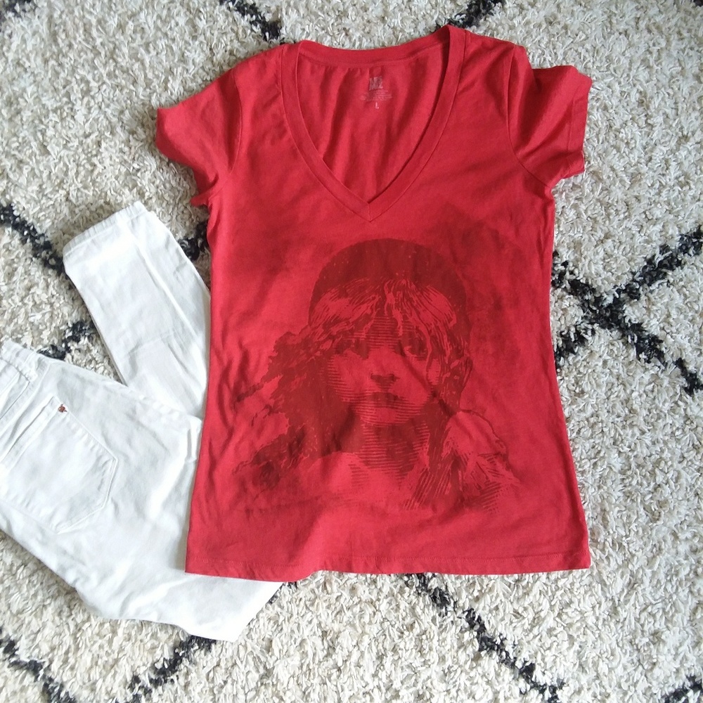 LesMiz red v-neck t-shirt